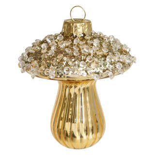 Елочное украшение 'Грибочек золотой' 8 см, стекло, Holiday Cl...