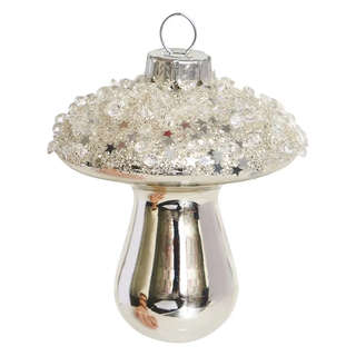 Елочное украшение 'Грибочек серебряный' 8 см, стекло, Holiday...