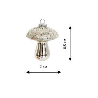 Елочное украшение 'Грибочек серебряный' 8 см, стекло, Holiday Classics 2