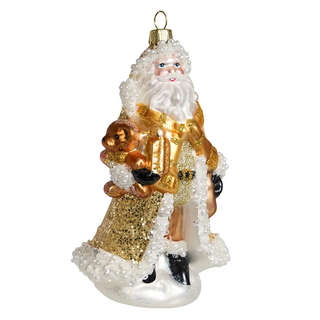 Елочное украшение 'Санта Клаус в золотой шубе с медвежонком' ...