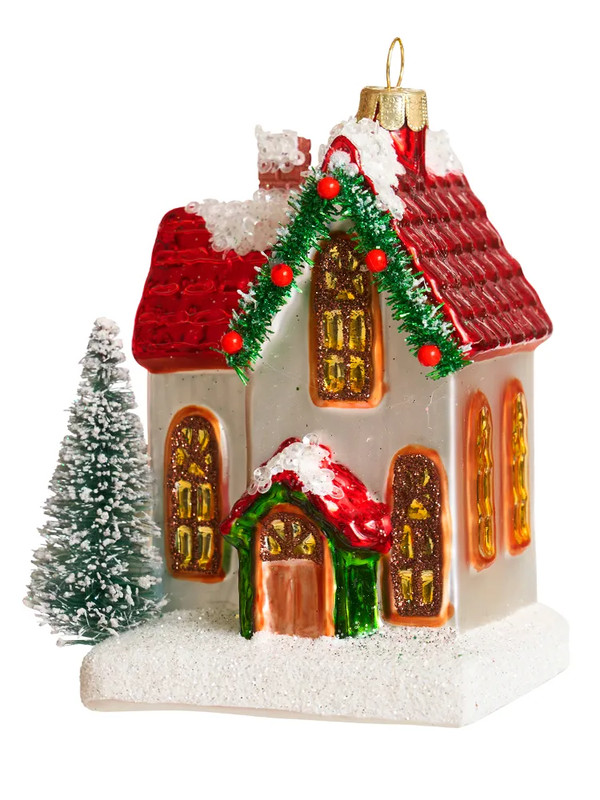 Елочное украшение 'Рождественский домик' 11 см, стекло, Holiday Classics
