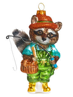 Елочное украшение 'Енот-рыбак' 12 см, стекло, Holiday Classics