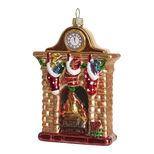 Елочная игрушка 'Камин С Рождеством' 12.5 см, стекло, Holiday Classics