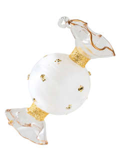 Елочное украшение 'Конфета Подарочная бело-золотая' 9 см, сте...