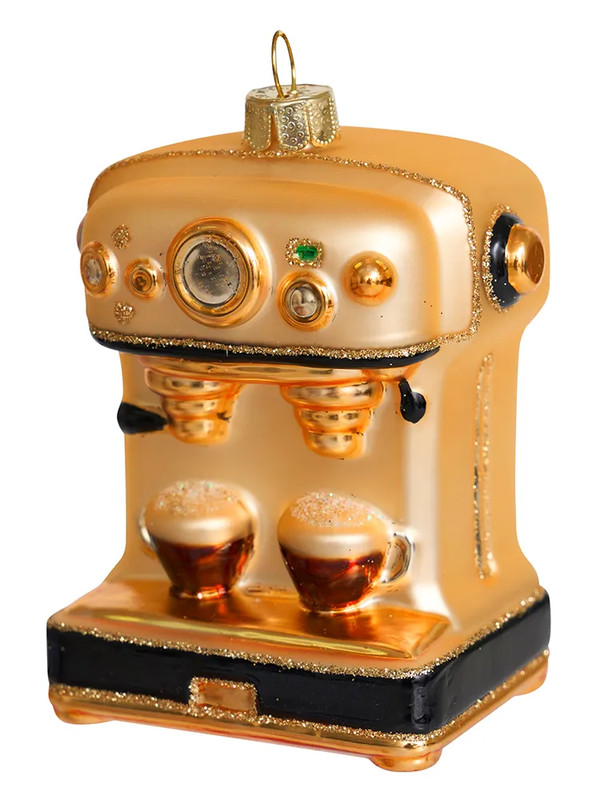 Елочное украшение 'Кофемашина золотая' 9 см, стекло, Holiday Classics