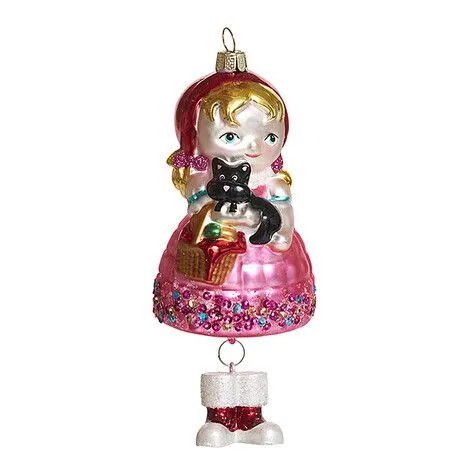 Елочная игрушка 'Красная шапочка с собачкой' 14 см, стекло, Holiday Classics