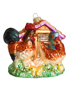 Елочное украшение 'Куриный дворик' 12 см, стекло, Holiday Cla...