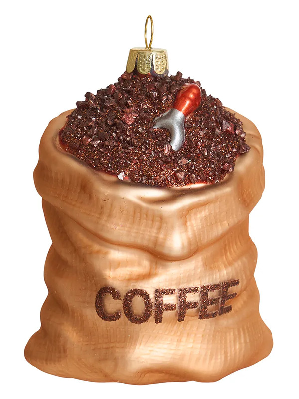 Елочное украшение 'Мешок с зернами кофе' 9 см, стекло, Holiday Classics