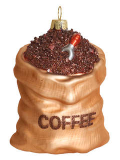 Елочное украшение 'Мешок с зернами кофе' 9 см, стекло, Holida...
