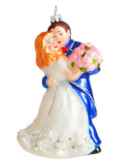 Елочное украшение 'Молодожены в свадебном вальсе' 14 см, стек...