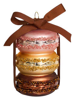 Елочная игрушка 'Пирожные Макарун' коричневый, 8 см, стекло, ...