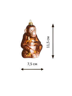 Елочное украшение 'Обезьяна с бананом' 11 см, стекло, Holiday Classics 2