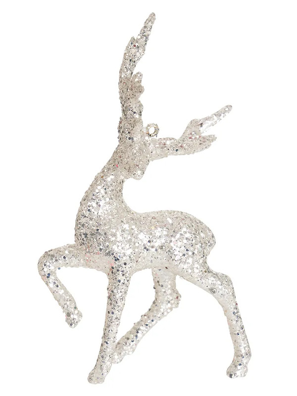 Елочное украшение 'Сказочный серебристый олень' 14 см, акрил, Holiday Classics, белый