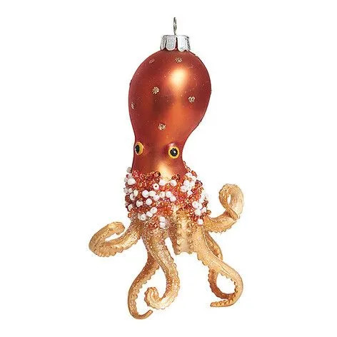 Елочная игрушка 'Осьминог Терракотовый остров' 13 см, стекло, Holiday Classics