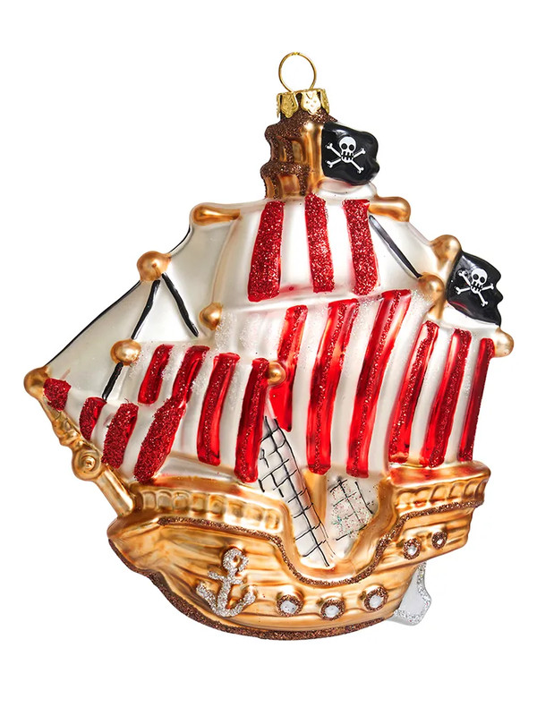 Елочное украшение 'Пиратский корабль' 12 см, стекло, Holiday Classics