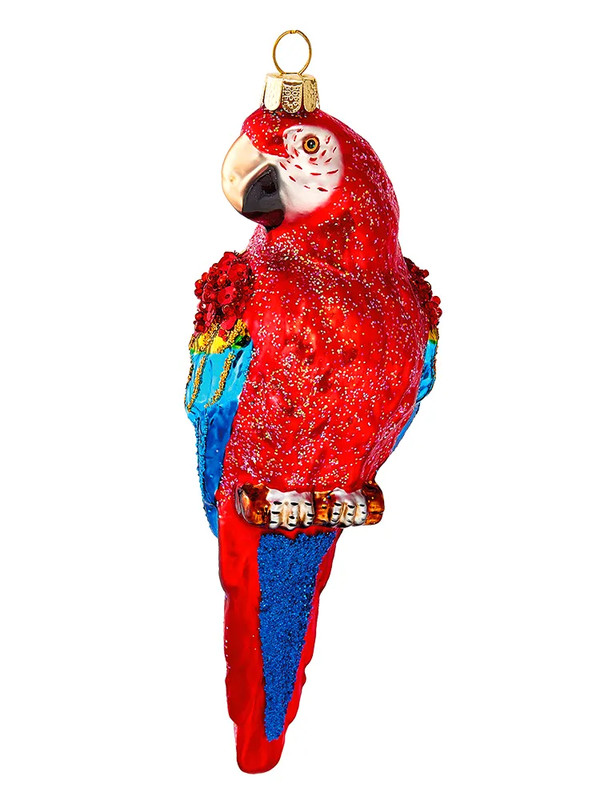 Елочное украшение 'Попугай Розелла рубиновый' 15 см, стекло, Holiday Classics