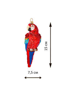 Елочное украшение 'Попугай Розелла рубиновый' 15 см, стекло, Holiday Classics 3