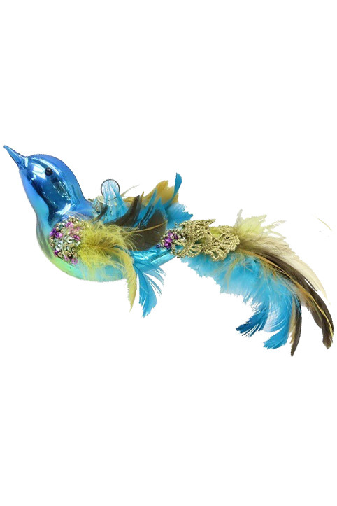 Елочное украшение 'Синяя птица удачи' 21 см, стекло, Holiday Classics