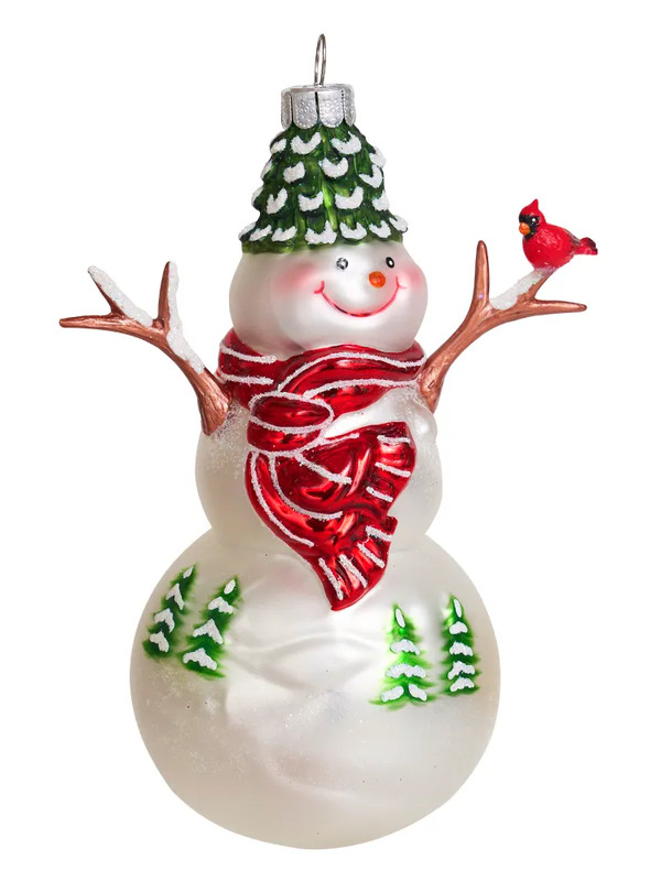 Елочное украшение 'Снеговик в шапке-елочке' 14 см, стекло, Holiday Classics