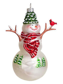 Елочное украшение 'Снеговик в шапке-елочке' 14 см, стекло, Ho...