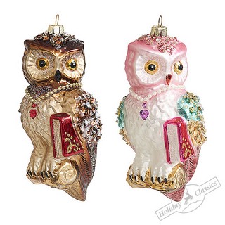 Елочное украшение 'Сова книголюб' 13 см, стекло, Holiday Clas...