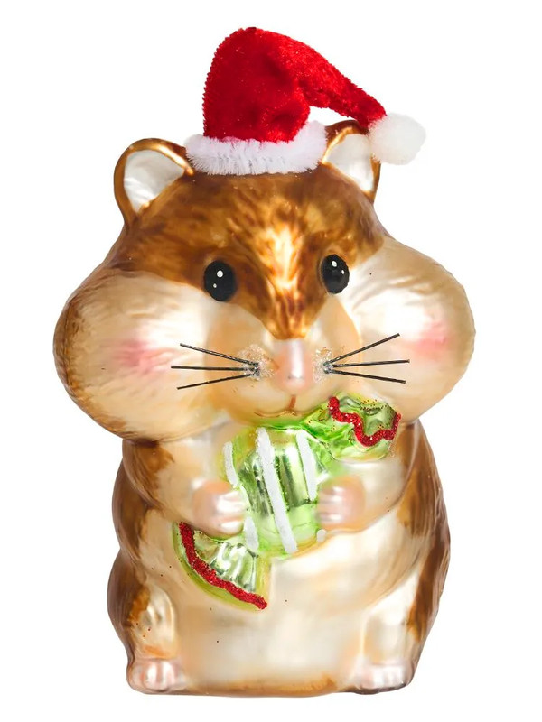 Елочное украшение 'Хомяк с карамелькой' 12 см, стекло, Holiday Classics