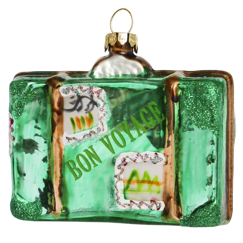 Елочное украшение 'Чемодан бирюзовый' 7 см, стекло, Holiday Classics