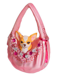 Елочное украшение 'Чихуахуа в розовой сумке' 12 см, стекло, H...