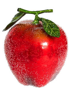 Елочное украшение 'Яблоко засахаренное с листочками' 9 см, ст...