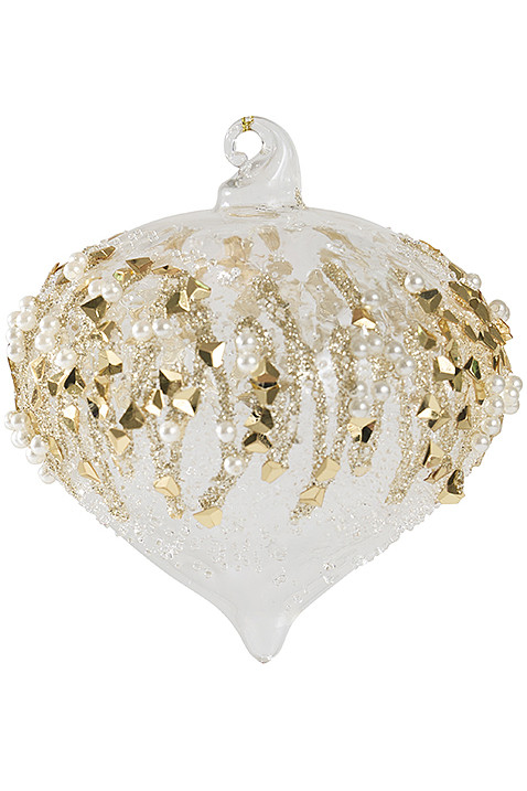 Елочное украшение Капля 'Золотой лед' 10 см, стекло, Holiday Classics