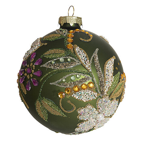 Шар 'Волшебный сад' верде матовый, 10 см, стекло, Holiday Classics
