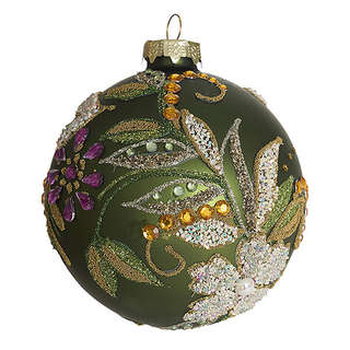 Шар 'Волшебный сад' верде матовый, 10 см, стекло, Holiday Cla...