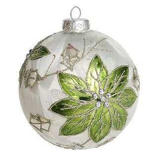 Шар 'Зеленая пуансеттия' стекло, 10 см, Holiday Classics