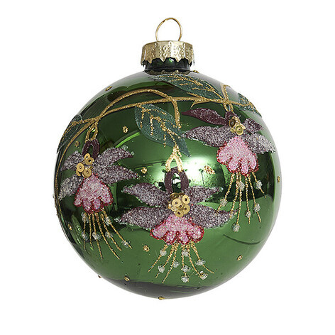 Шар 'Королевская фуксия' изумрудный, 8 см, стекло, Holiday Classics