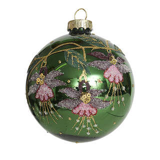 Шар 'Королевская фуксия' изумрудный, 8 см, стекло, Holiday Cl...