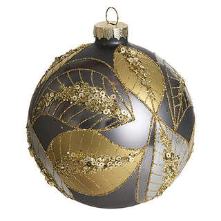 Шар 'Лиственный узор' графит матовый, 10 см, стекло, Holiday ...