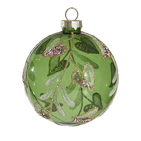 Шар 'Нежное сердце' зеленый, 8 см, стекло, Holiday Classics