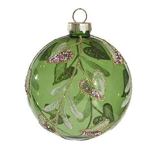 Шар 'Нежное сердце' зеленый, 8 см, стекло, Holiday Classics