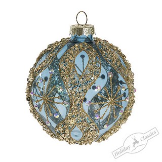 Шар 'Скифская сюита' синий, стекло, 8 см, Holiday Classics