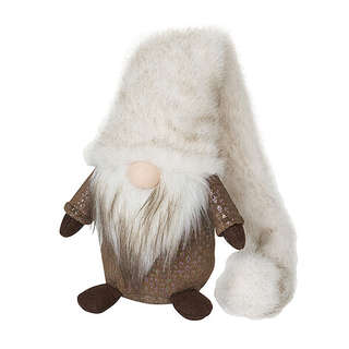 Гном в длинном меховом колпаке, текстиль, 36 см, Holiday Clas...