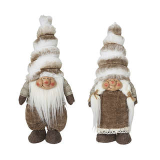 Гном Хельга / Эрик в кремово-ванильных колпачках, 34 см, текс...