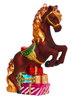 Елочная игрушка 'Лошадка Джинджер с подарками' 14 см, Символ ...