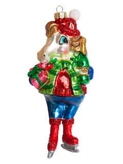 Елочное украшение 'Конь с подарком на коньках' 16 см, Символ ...