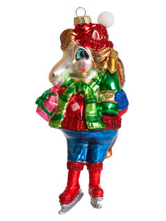 Елочное украшение 'Конь с подарком на коньках' 16 см, Символ года 2026, Holiday Classics 2