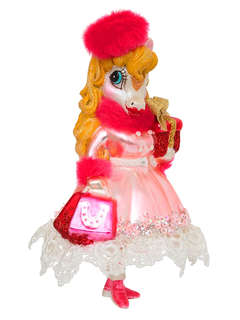 Елочное украшение 'Лошадь-леди в малиновом берете' 14 см, Сим...