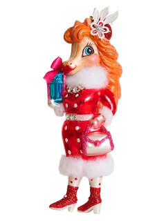 Елочное украшение 'Лошадь-леди с подарками' 14 см, Символ год...