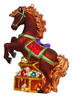 Елочное украшение 'Вороная лошадка с сокровищами', 14 см, Сим...