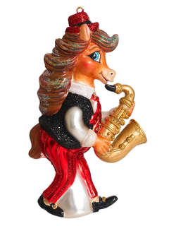 Елочное украшение 'Конь-саксофонист' 14 см, Символ года 2026,...