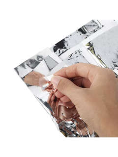 Дождик-занавес для праздника, длина 2 м, ширина 1 м, серебристый 3