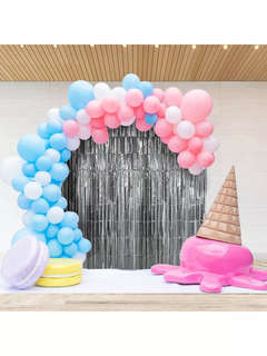 Дождик-занавес для праздника, длина 2 м, ширина 1 м, серебристый 8